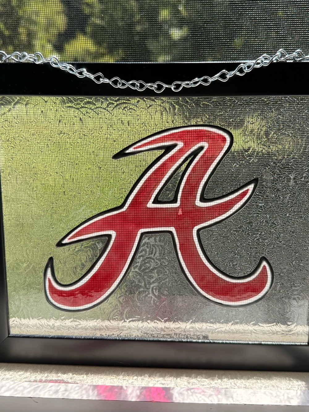 Alabama Crimson Tide Faux Stained Glass Hand-Painted Hanging Art